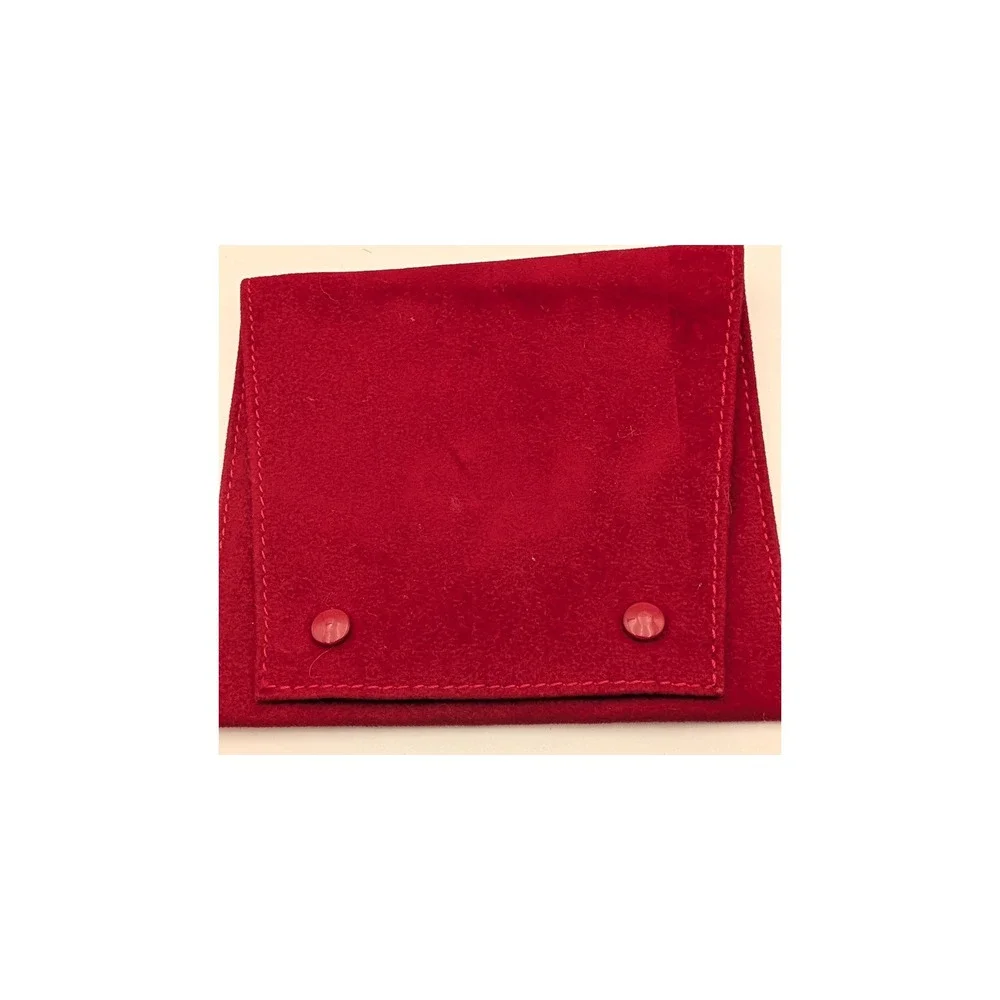 Cartier Red Suede Jewelry Pouch Travel Case Double Snap Gold Logo Accessory